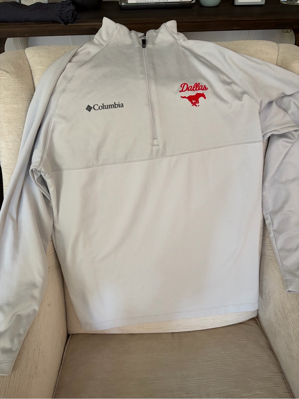 Columbia Light Gray SMU Half-Zip Pullover